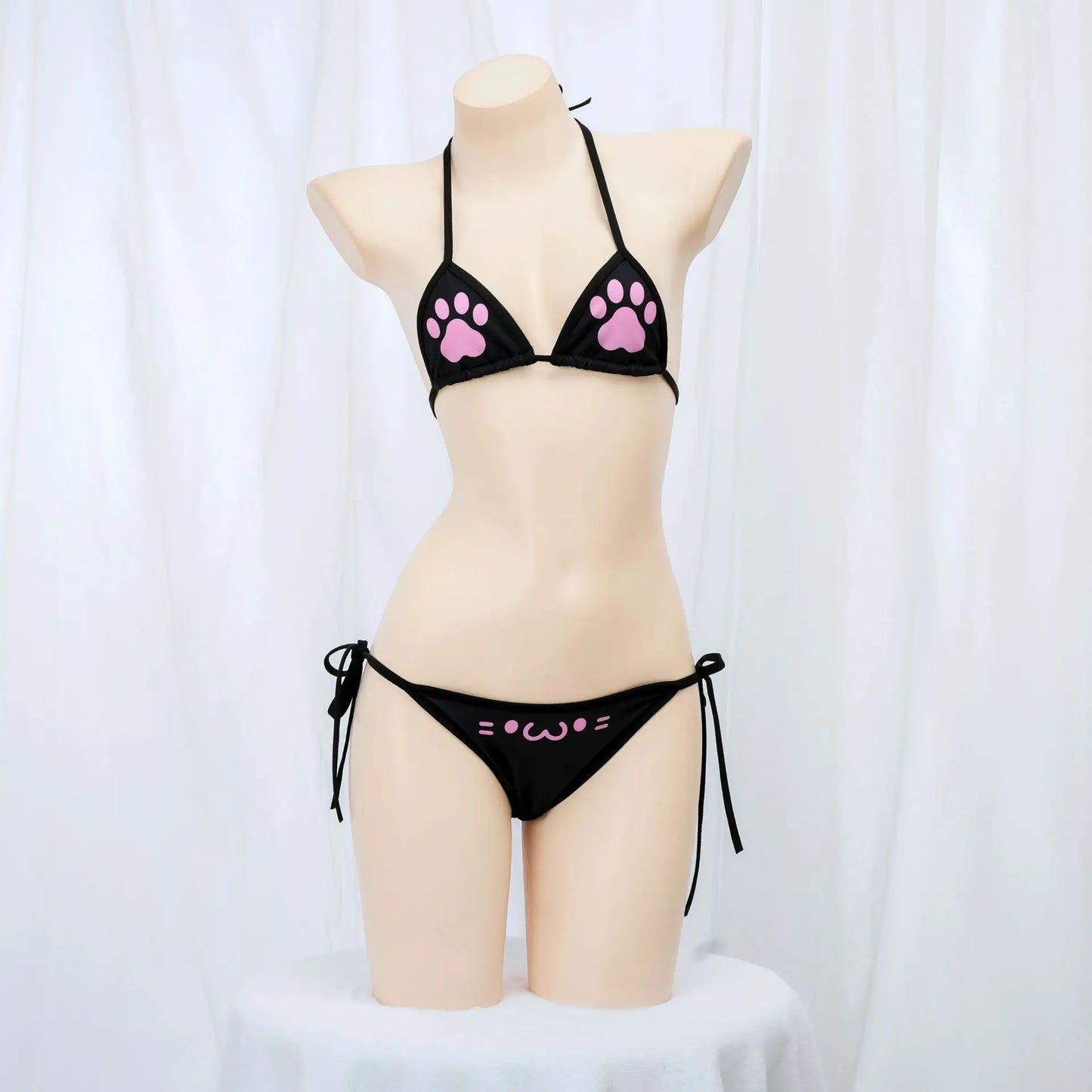 Japanese Anime Kawaii Cat Paw Micro Bikini Set for Women Girl Bandage Backless Mini Swimsuit Underwear Lingerie Bathing Suit