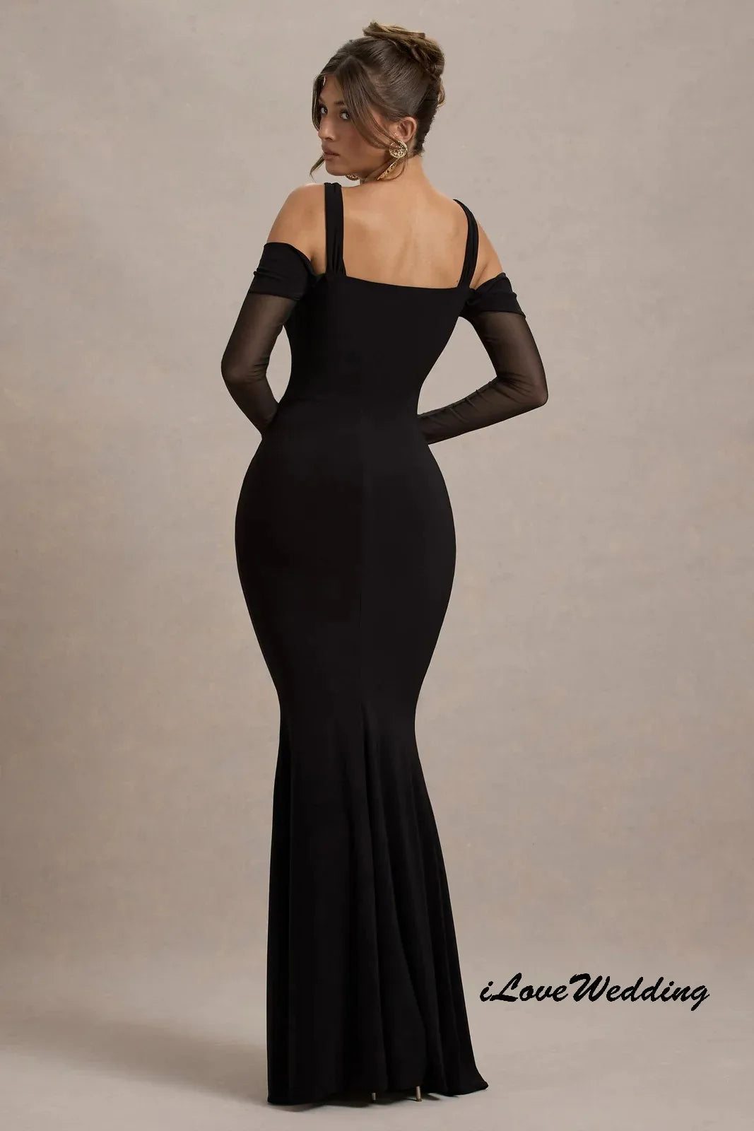 Elegant Mermaid Women Evening Dress 2025 Square Neck Wedding Party Dress For Women Guest Half Sleeve Long Prom Dress Customized