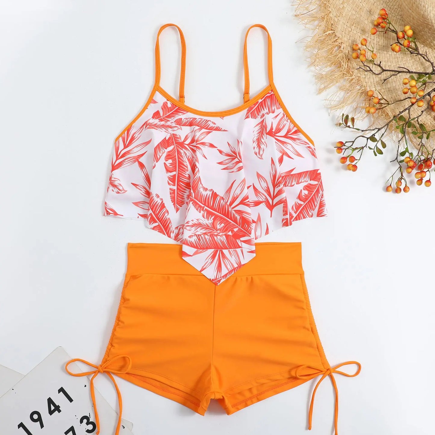 2026 Ruffle Strappy Bikini Set High Waisted Swimsuit Women Drawstring Swimwear Female Bathers Bathing Swimming Suit Beach Wear